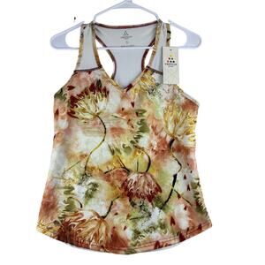 Grifflin Racerback Sports Tank Women's Large Watercolor Floral Abstract FLAW NWT